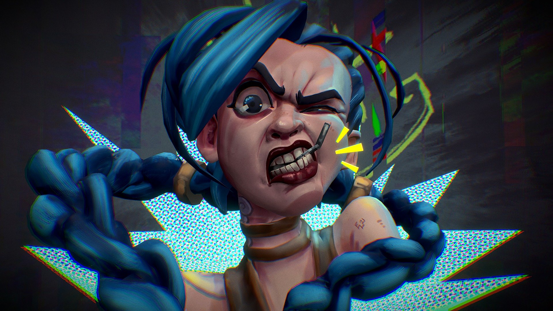 Jinx from Arcane!
Sculpted and painted completely on the iPad using Nomad and ProCreate.
Feel free to download and repaint!

Check out a speed walkthrough of the creation process here: 
https://youtu.be/zDkaZN-0Tr4 - JINX! - Download Free 3D model by eric3dee 3d model
