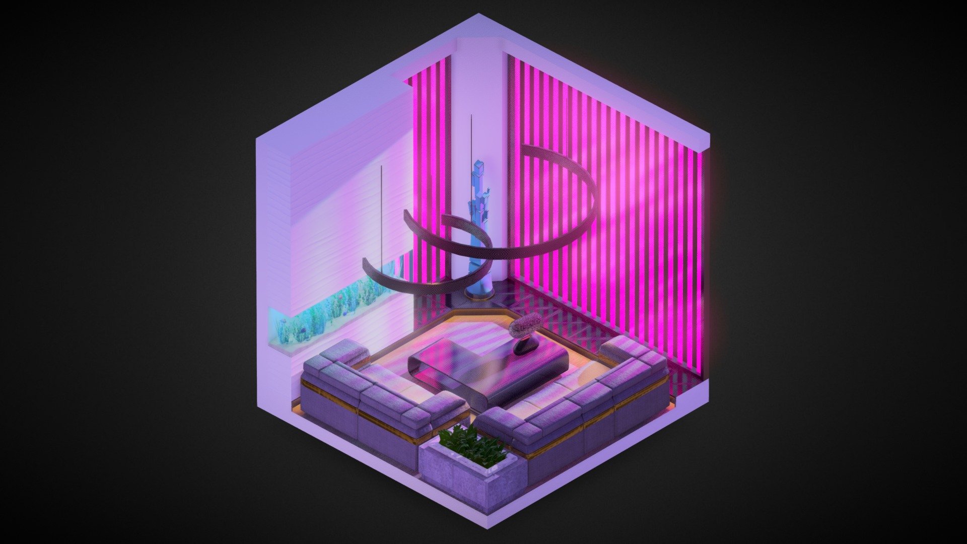 A luxurious posh neon style apartment, inspired by Mass Effect Citadel interiors.

Made for #Isometric2020Challenge - Isometric Luxury Neon Apartment - Buy Royalty Free 3D model by Enterprise-E 3d model