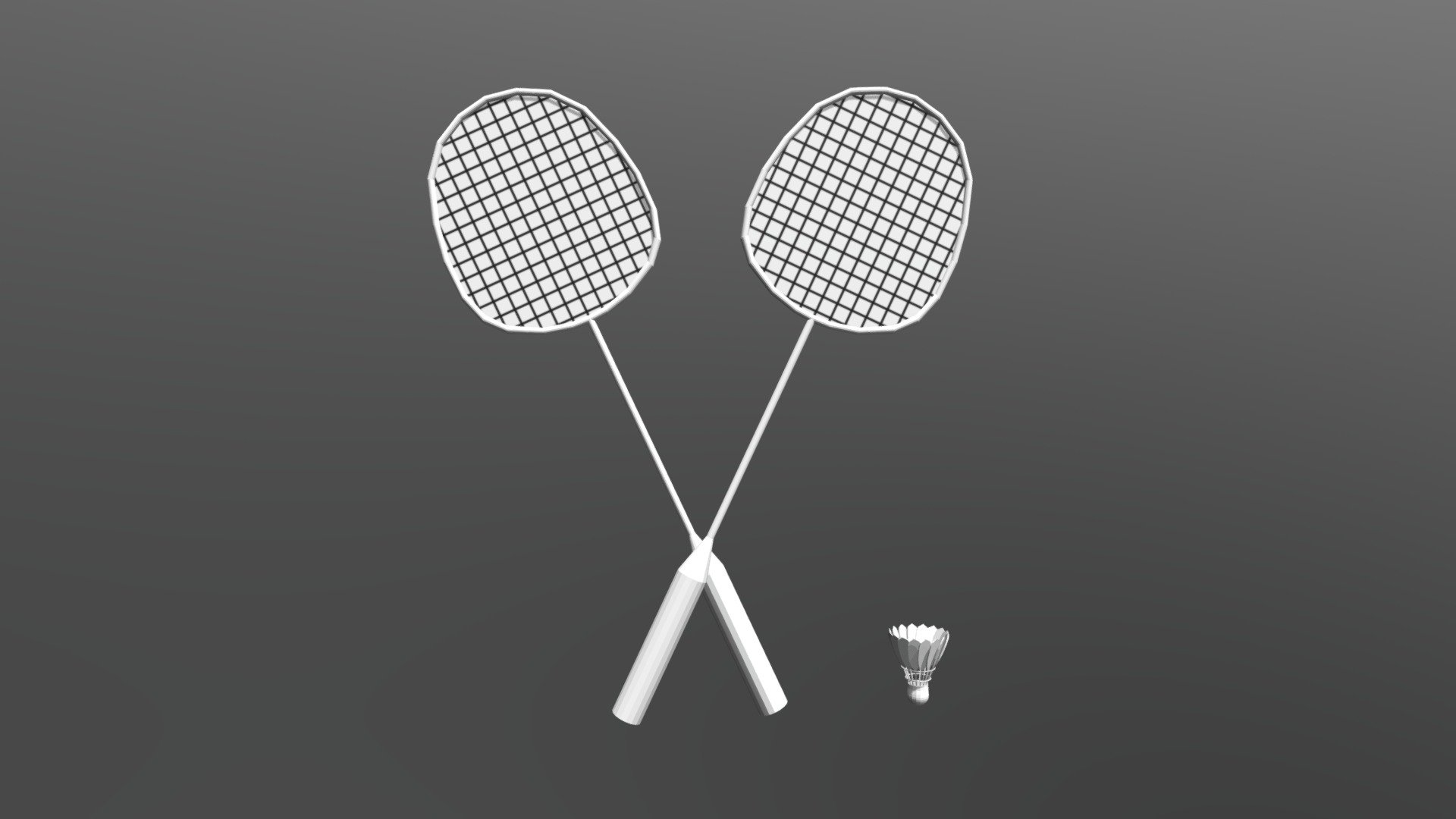 Badminton Racket And Shuttlecock (Low Poly) used for background materials in MANGA I made 3d model