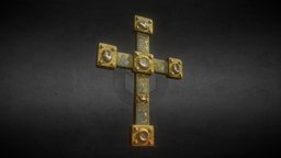 Typological cross cross, 3d-scan, german, crystal, silver, christ, religion, mythology, copper, belgium, christian, gilded, mosan, wood, church, gold