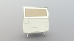 Bund Woody White Rattan 3-Drawer Dresser fbx, substancepainter, blender