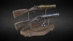 Flintlock Hand-Cannon (two skins) rifle, grenade, handgun, cryengine, gamedev, old, pistol, cannon, launcher, flintlock, unrealengine, substance, weapon, unity, blender, pirate, gun