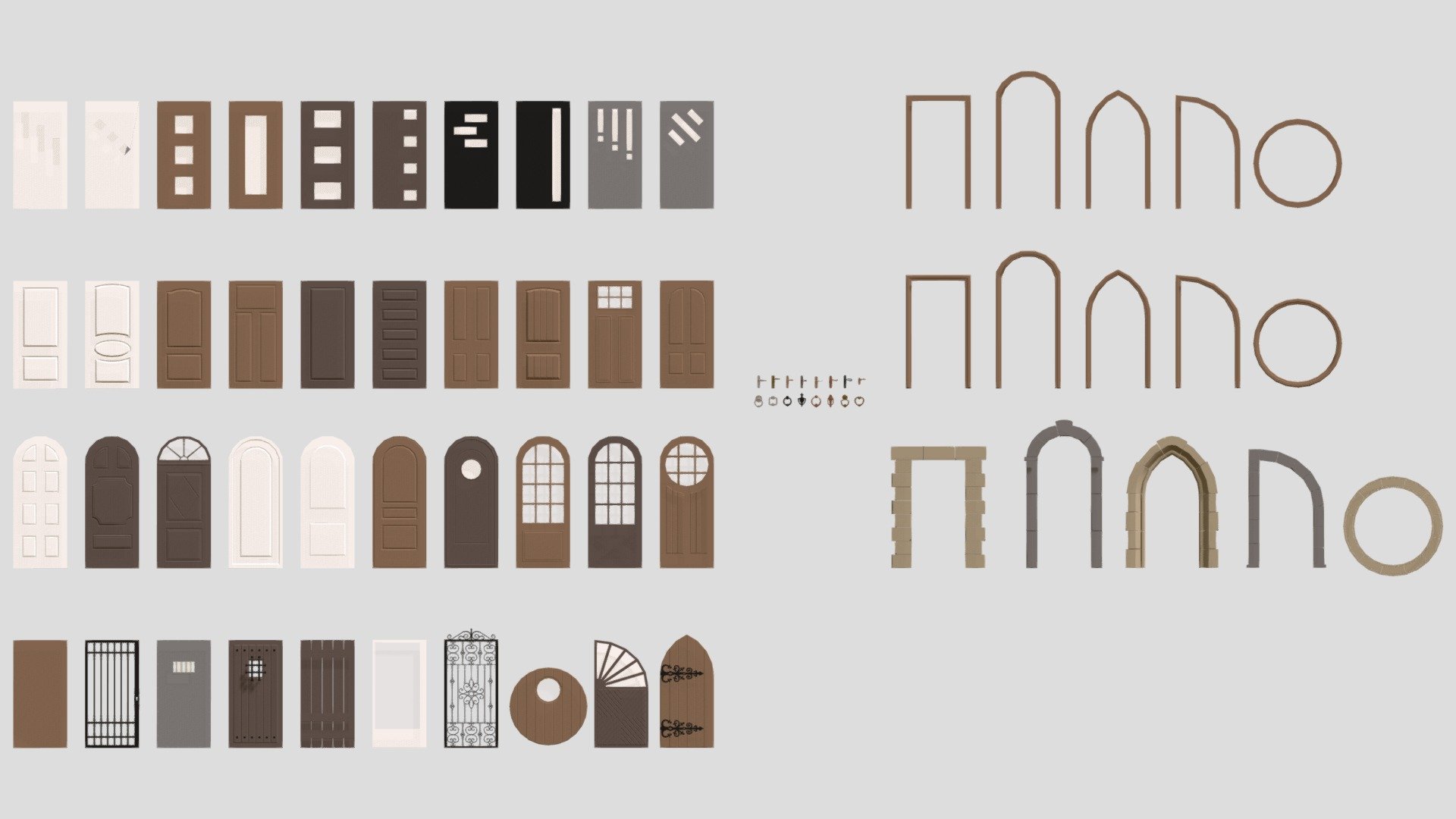 Hello everyone !

I am pleased to present this door pack that will blend into any decor of this style! You can integrate these 3d models into all your games or animations and create a unique decor of which only you have the secret! You can customize the doors with frame and knocker or door handle. This pack contains: 40 doors 8 door handles 8 door knockers 5 chambranles 5 chambranles with ornament 5 chambranles stone Let yourself be carried away by your imagination! Enjoy !

Made with blender - Doors pack - Buy Royalty Free 3D model by ApprenticeRaccoon 3d model