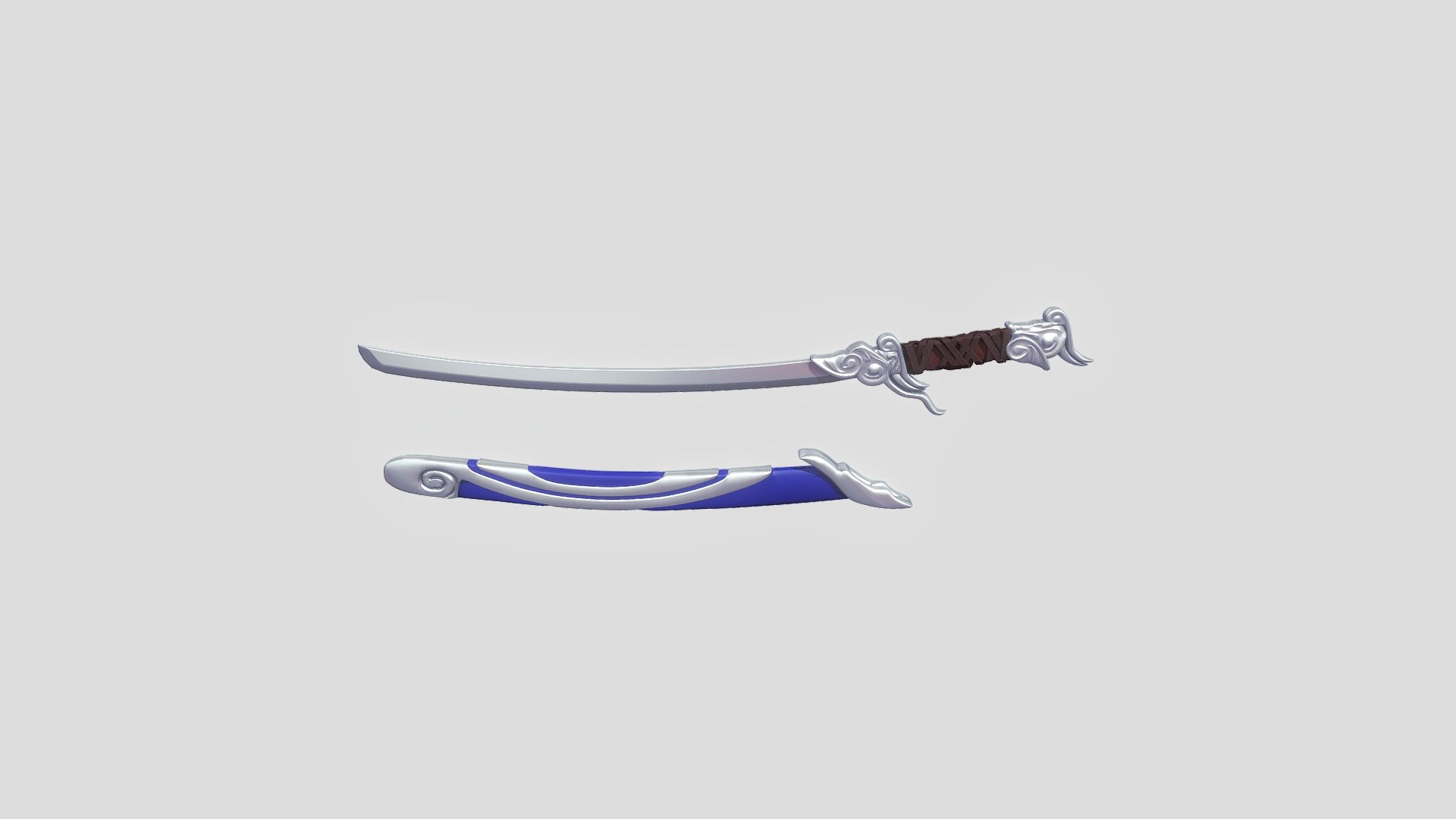 This is Yasuo’s weapon from League of Legends. I made them for a friend to use in his animation 3d model