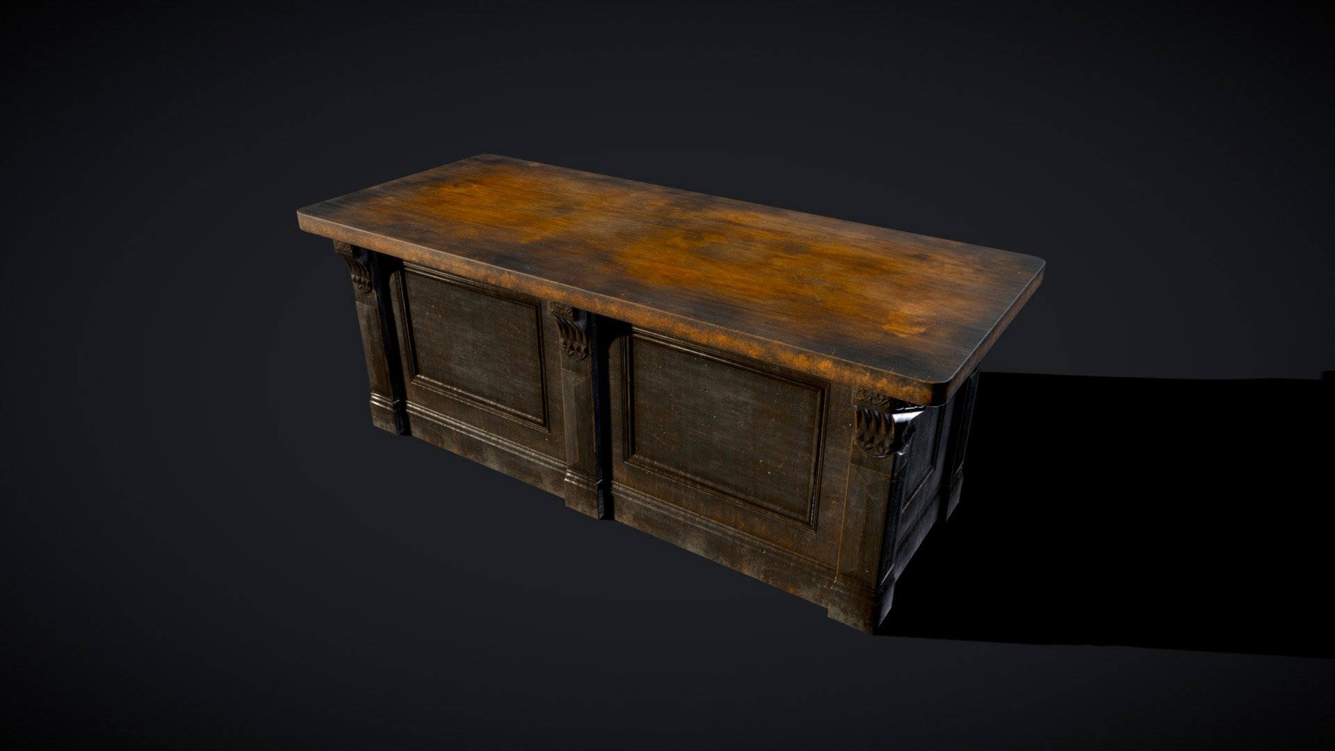 An old, painted victorian coutner made to fit in a cover letter scene from the 1890s - Old painted victorian counter [Props] - 3D model by Ledifen 3d model