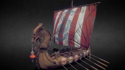 Viking Drakkar LongBoat wooden, sail, viking, medieval, historical, ocean, harbour, nordic, norse, watercraft, wooden-boat, old-boat, ship, dragon, boat, long-boat, viking-boat
