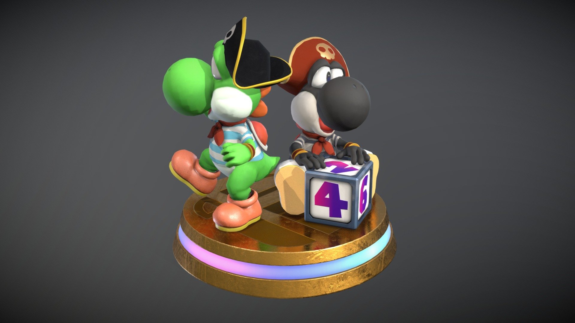 Captain Yoshi as seen in his Pirate Land costume from &ldquo;Mario Party 2