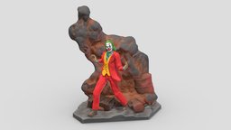Joker Low Poly PBR Realistic 3D Printable stl, clown, printing, batman, figure, comic, phoenix, obj, vr, ar, dc, print, joker, movie, actor, printable, sculptures, likeness, guason, gotham, character, asset, game, 3d, art, low, poly, bust, sculpture, joaquin
