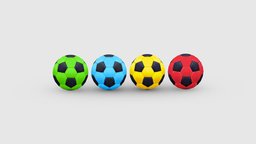 4 colored balls Low-poly 3D model baseball, games, toy, football, toys, sports, equipment, soccer, lowpolymodel, handpainted, cartoon, game, stylized, sport, ball