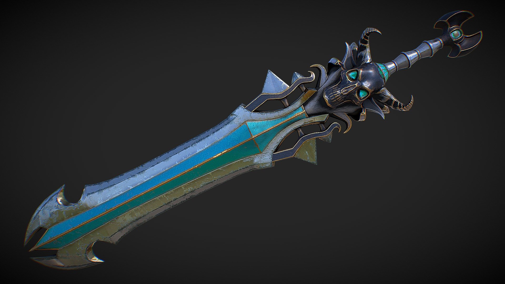 Hello. This is a high definition quality polygon of a Fantasy sword 18 3D Model with PBR textures. Extremely detailed and realistic. Suitable for movie prop, architectural visualizations, advertising renders and other. The archive includes Obj and FBX, Marmoset scene, textures for the Unity: Base color, Height, Metallic, Mixed AO, Normal_OpenGL, Roughness. And also included in the archive textures for UE: BaseColor, Normal, OcclusionRoughnessMetallic. All textures are 4k resolution. The number of materials corresponds to the number of main objects in the scene. The model contains 1 object: Fantasy_sword_18 - Fantasy_sword_18 - Buy Royalty Free 3D model by Nicu_Tepes_Vulpe 3d model