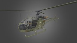 Helicopter Aérospatiale Sud Aviation Alouette II assets, udk, gamedesign, aviation, gamedev, ii, cgduck, arospatiale, sud, alouette, unity, unity3d, game, weapons, lowpoly, gameart, air, helicopter, war