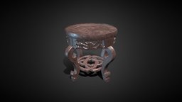 Wooden Round Table wooden, furniture, table, chinese, substancepainter, substance, game, lowpoly