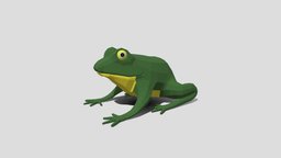 Low Poly Cartoon Frog cute, topology, frog, cartoony, stylish, amphibian, game-asset, low-poly, lowpoly, animal, gameready