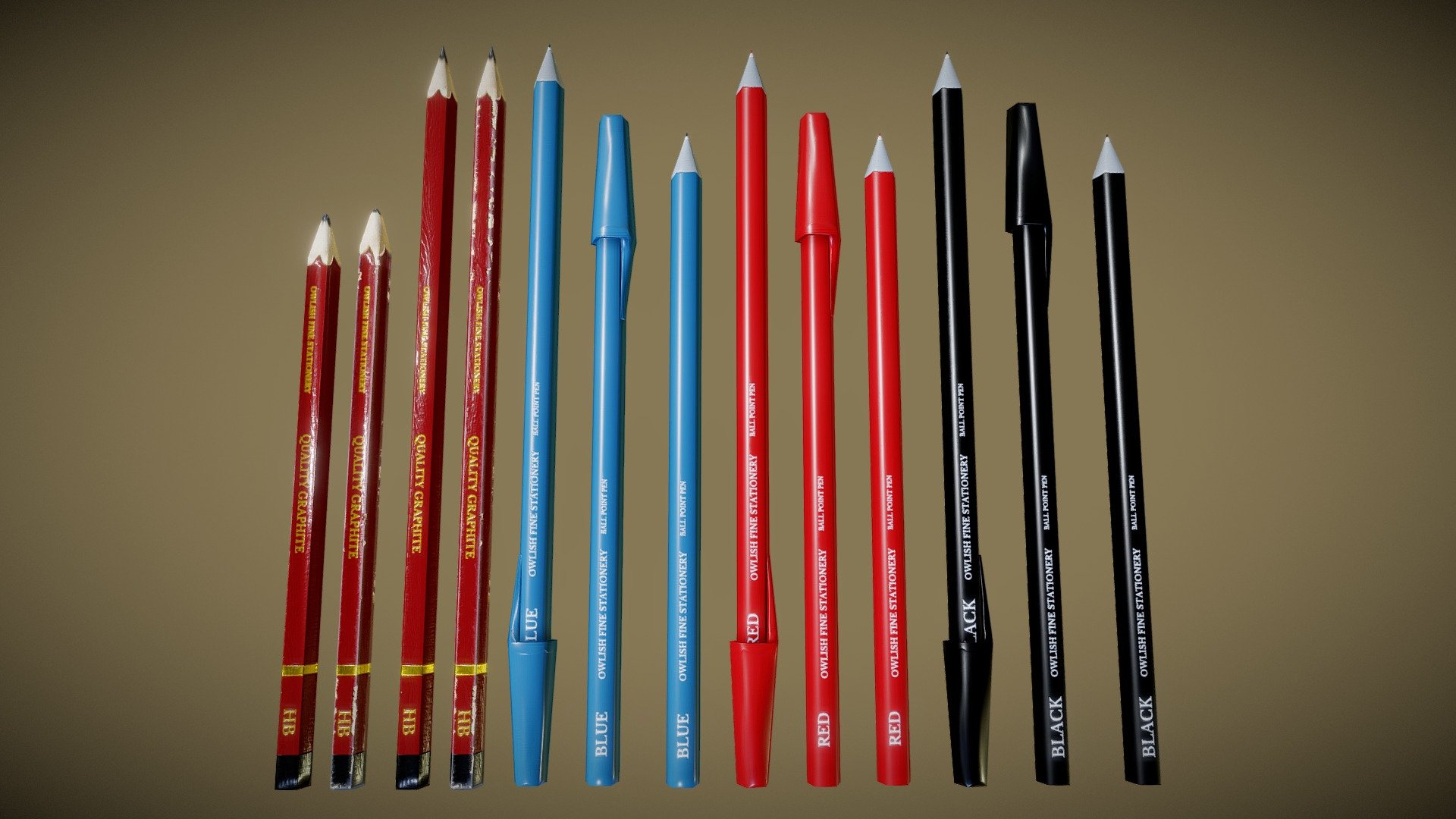 Pens & Pencils - Buy Royalty Free 3D model by Owlish Media (@nataliekirk) 3d model