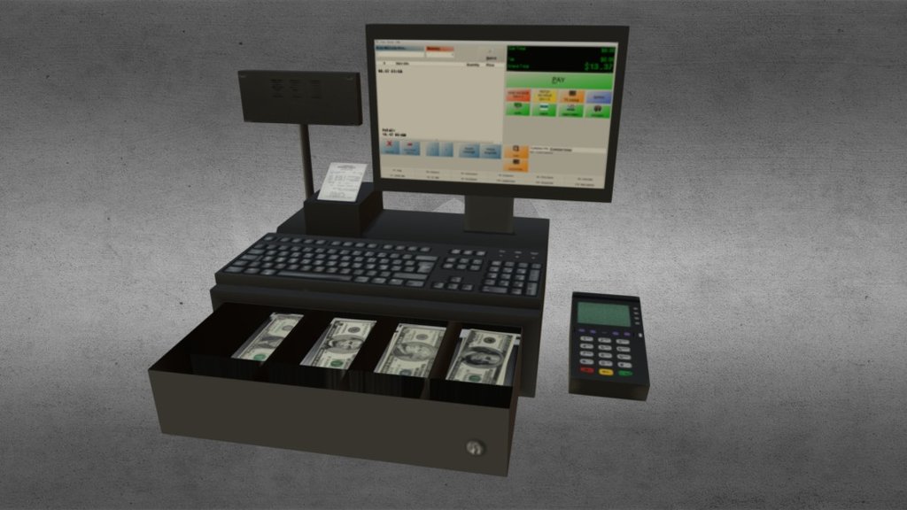 low poly cash register for my future shop scenes - Cash Register low poly - 3D model by UrbanFoxGamer 3d model
