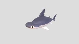 Character072 Bonnet Head Shark shark, fish, toon, cute, underwater, mascot, ocean, aquatic, head, jaws, bonnet, character, cartoon, animal, simple, sea, bonnethead, noai