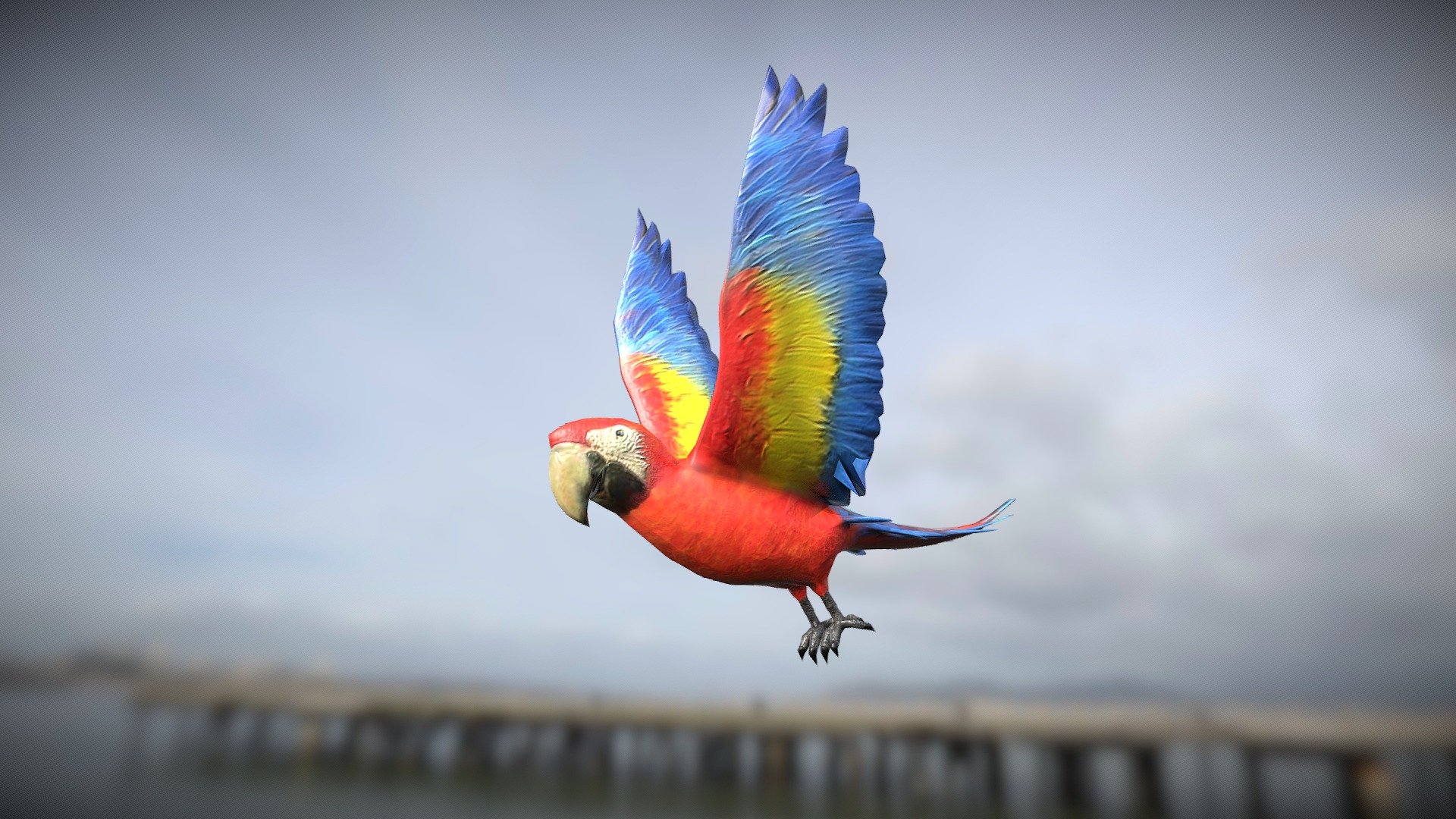 This is a 3d Macaw parrot with PBR textures and 34 different animations, with most of the animations you might need in a game. Efficiently modeled with only 3279 Triangles 3d model