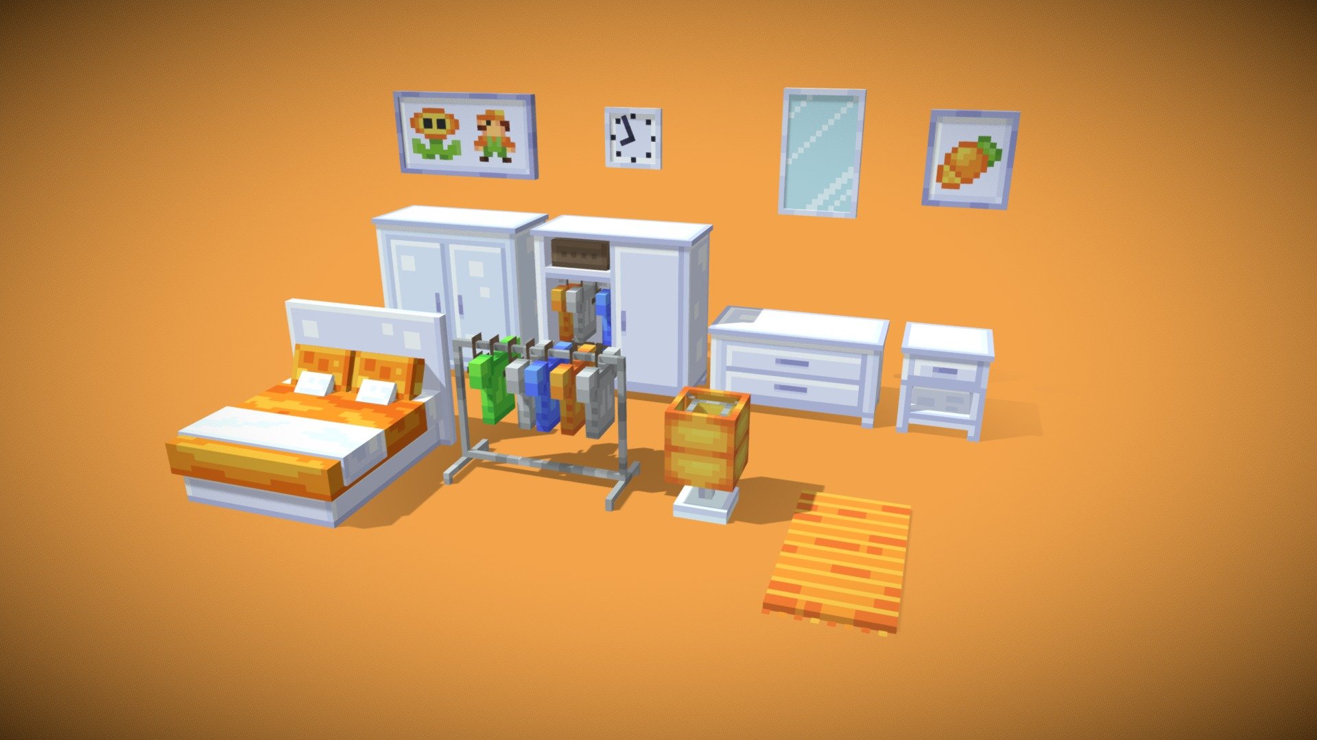 Available on https://mcmodels.net/model/bedroom-furniture-set/

Bedroom Furniture for ItemsAdder and Oraxen.

Designed by LZLeon - Bedroom Furniture - Minecraft - 3D model by LZ Blocks (@LZBlocks) 3d model