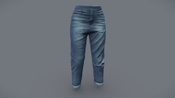 Female Rolled Legs Casual Boyfriend Jeans fashion, girls, legs, clothes, pants, summer, jeans, realistic, real, casual, large, womens, wear, denim, rolled, boyfriend, pbr, low, poly, female, blue, denims, oversize