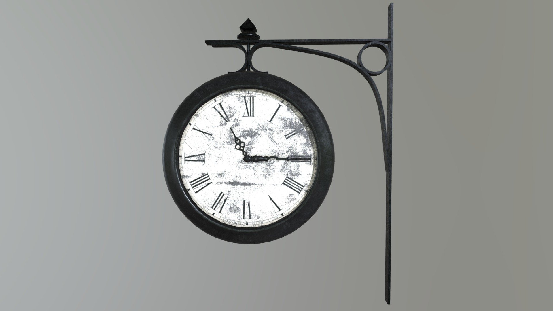 Old weathered train station hanging wall clock - Old Train Station Hanging Wall Clock - 3D model by Tristan Garnett (@Tristan_Garnett) 3d model