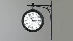 Old Train Station Hanging Wall Clock train, clock, old, station, weathered, clocks, substance, 3dsmax