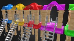 Color Slide Parking cow, slide, park, playground, parking, colorful, car, animal, animationprop, toy3dmodel