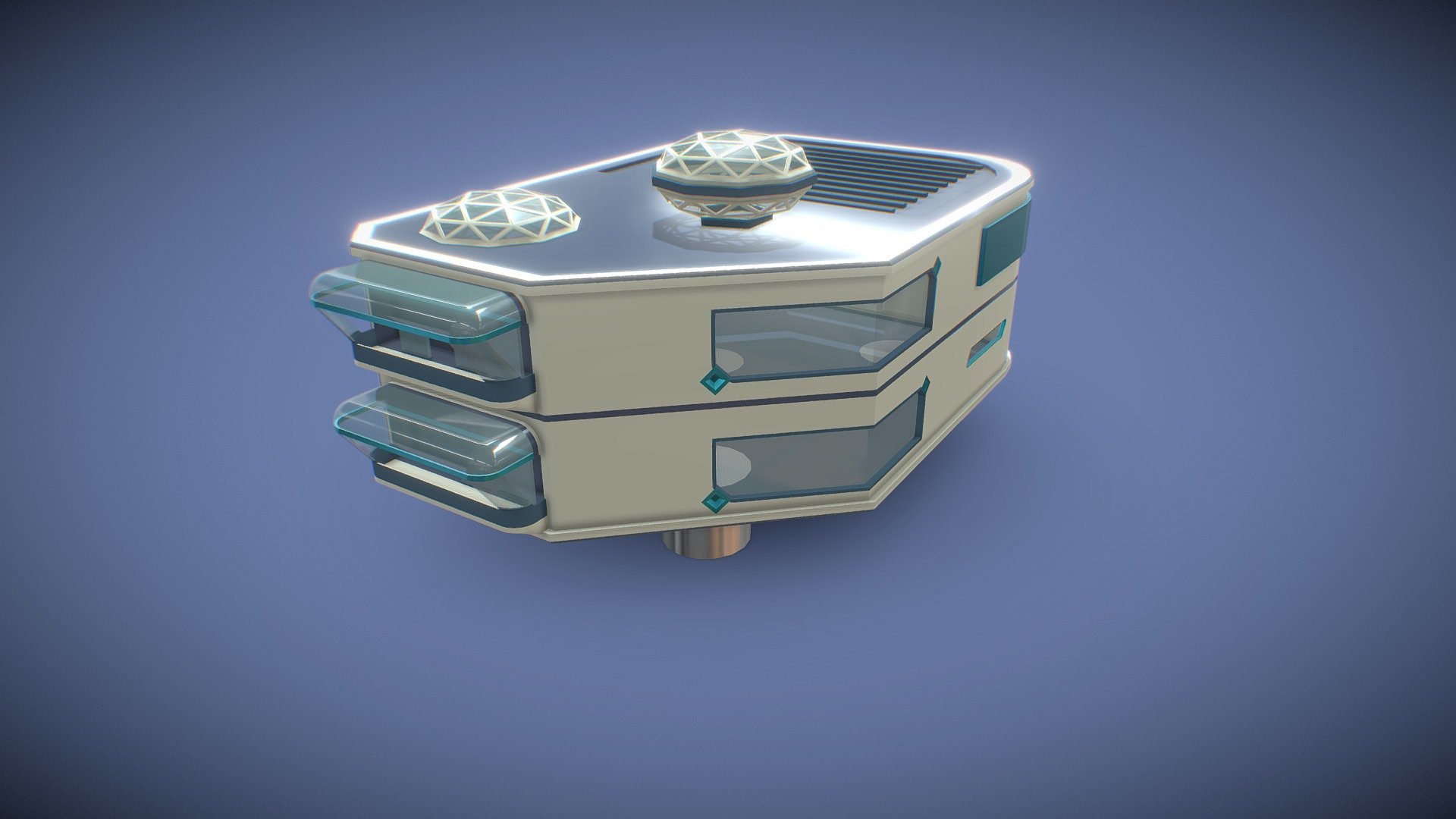 Simplistic stylized and low poly sci fi block of flats 3d model