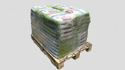 Fertilizer Bags pallet, wooden, warehouse, cargo, farming, fertilizer, photogrammetry, 3dscan, noai