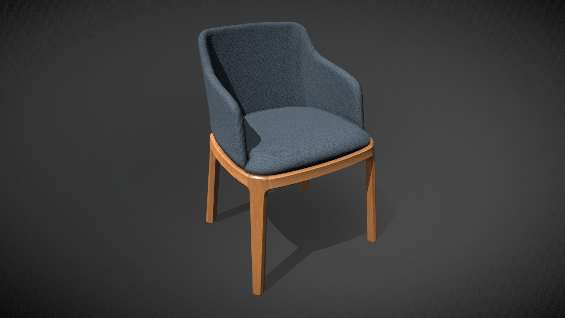 Chair with wood base and fabric seat. Home furniture 3d model