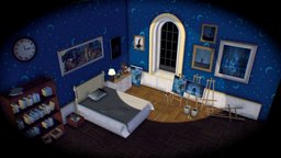 The Artists Room room, artist, paintings, 3d, art, blue