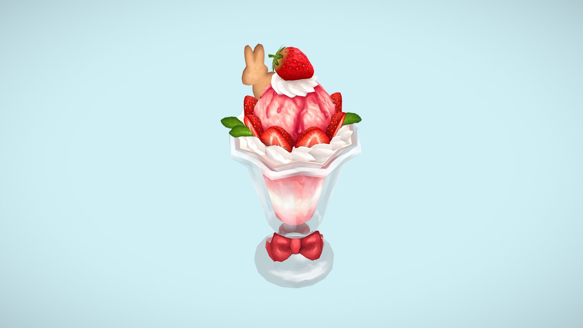 A tasty strawberry Parfait! I designed it, made with Maya, and  painted  textures with Clip studio Paint. I had a lot of fun with this! - Parfait - 3D model by April Amalfitano (@aoiskye) 3d model