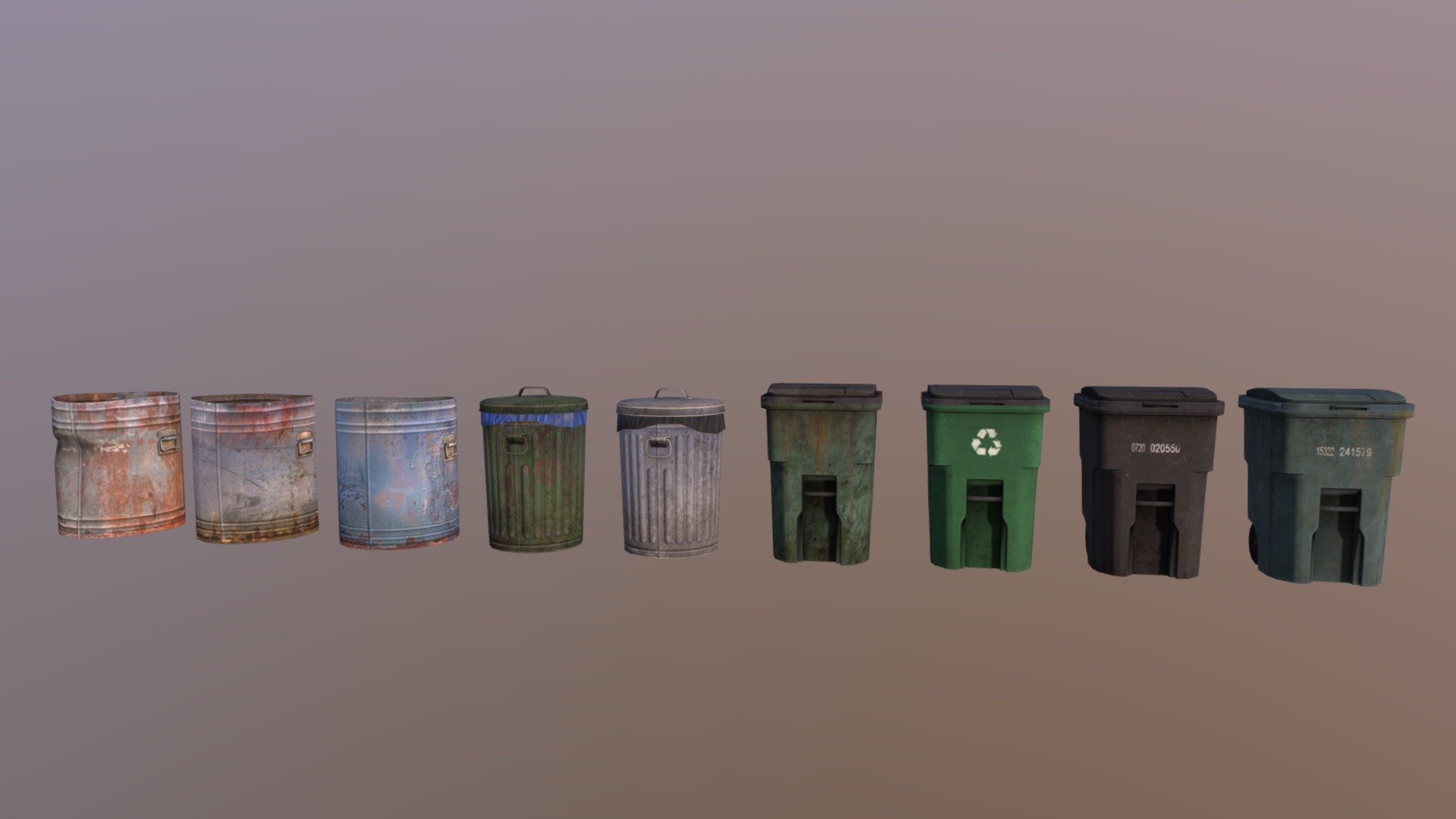 3D Trash Cans
The pack has highly detailed trash cans ready for use in your project. Just drag and drop prefabs into your scene and achieve beautiful results in no time. Available formats FBX, 3DS Max 2017



We are here to empower the creators. Please contact us via the [Contact US](https://aaanimators.com/#contact-area) page if you are having issues with our assets. 




The following document provides a highly detailed description of the asset:
[READ ME]()




Includes 7 sets of textures with 4 materials:



● Diffuse

● Gloss

● Normal

● Specular - Low Poly Trash Can - Buy Royalty Free 3D model by aaanimators 3d model