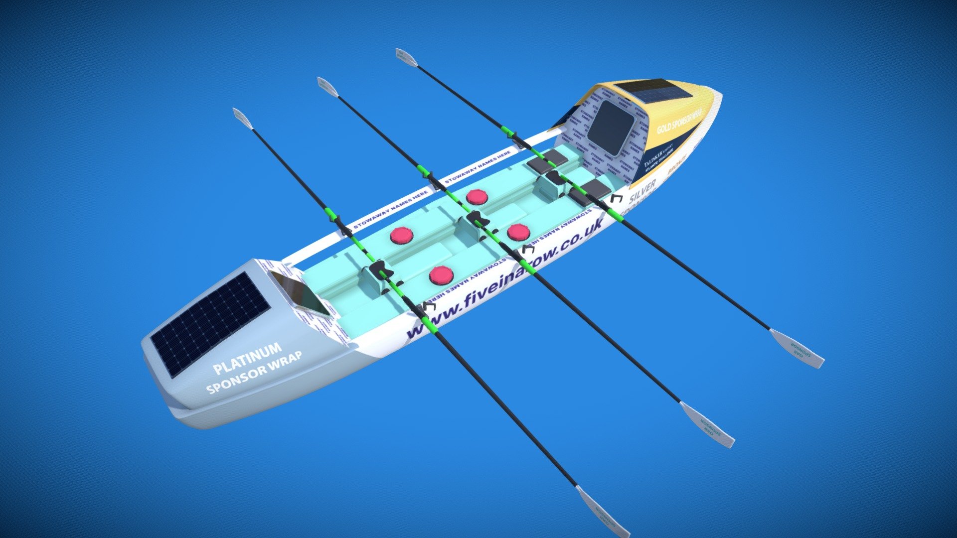 Five in a Row Ocean Rowing Boat - Download Free 3D model by fiveinarow 3d model