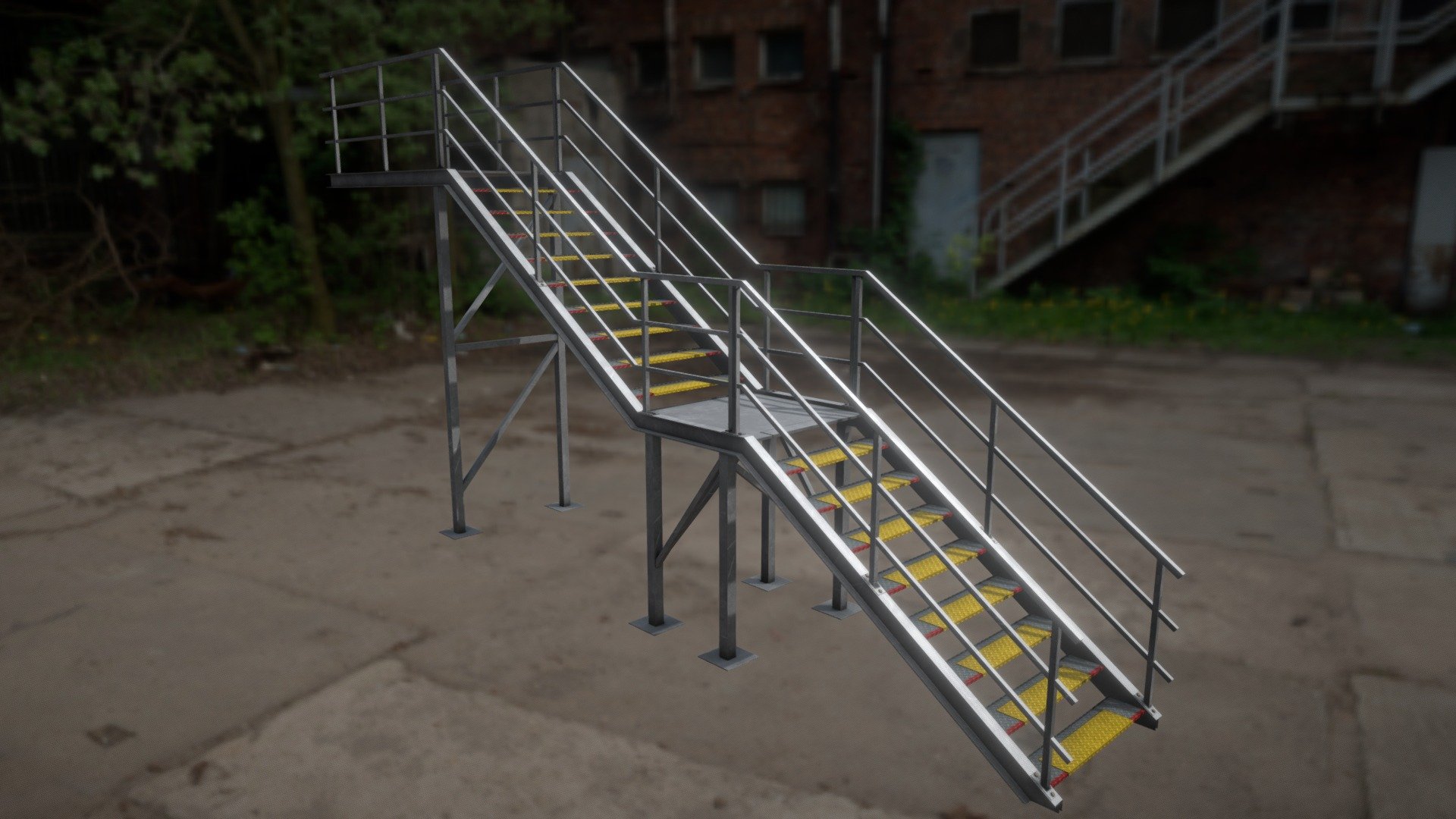 Here is a properly modeled low poly Industrial Metal Stairs with Rails, mostly used outdoors, perfectly unwrapped mapped and textured with substance painter and photoshop.
Smoothing groups and shading is well done 3d model