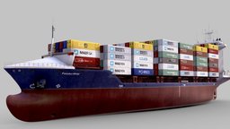Container Feeder 800 Blue vessel, shipping, cargoship, cargo, feeder, freight, watercraft, ship, container, industrial, boat, cargovessel, cosco, containership, bulkcarrier
