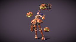 PUMPKIN LADY pumpkin-halloween, halloween-pumpkin, blasters, stylizedcharacter, character, girl, halloween, pumpkin, lady, noai, halloween-2023