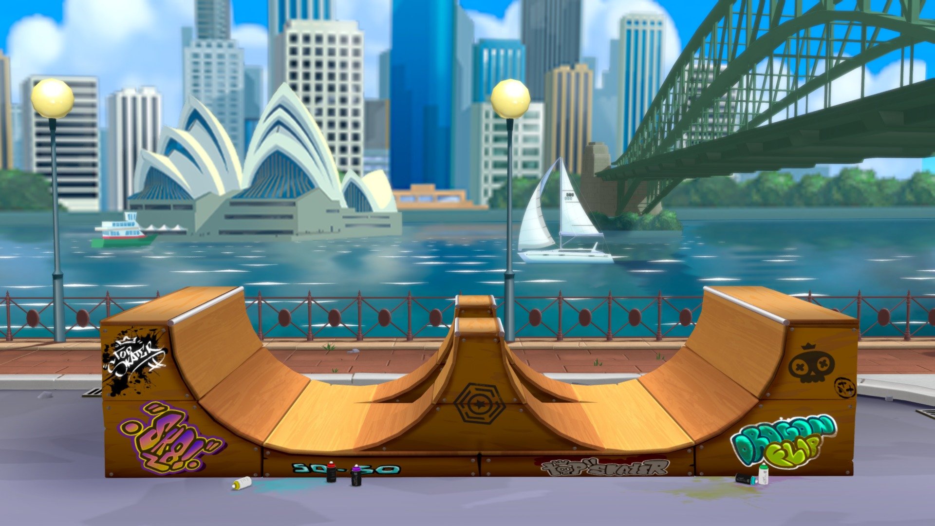 Braground made for Miniclip's FlipSkater game.
3D models plus animations made in Blender, texture in Photoshop - Sydney Background - FlipSkater - 3D model by AndersonGTS 3d model