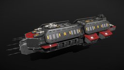 Cavendish Class Pirate Attack Cruiser starship, cruiser, spacecraft, game-ready, pbs, msgdi, asset, pbr, lowpoly, scifi, ship, pirate, space, spaceship, noai