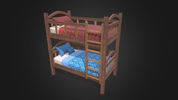 Stylized Bunk room, bunk, bed, prop, gameprop, 3dartist, asset, game, 3d, gameasset, stylized, 3dmodel, 3dbed, 3dbunk