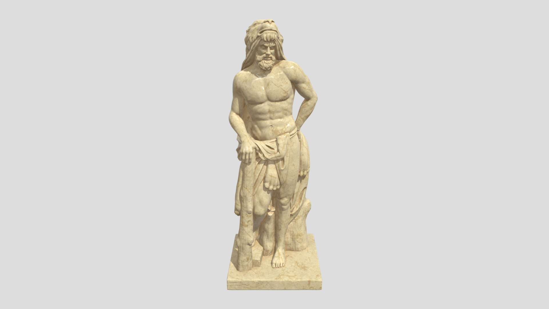 Hercules is the famous Greek Hero half-man, half-god, endowed with a superhuman strength, that accomplishes the 12 labors, imposed by Eurystheus his cousin. Model Realised from a real 2 meter statue as reference.

Hercules Statue Low Poly made in 3ds max. Ready for game and engine.
The renders are made in Keyshot. Model with marble textures .png (2048x2048) : Diffuse, Normals and Roughness. Polycounts: 21k Model Format : Max (2014), Obj, Fbx.

Enjoy :) - Hercules Greek Statue - 3D model by brice.R 3d model