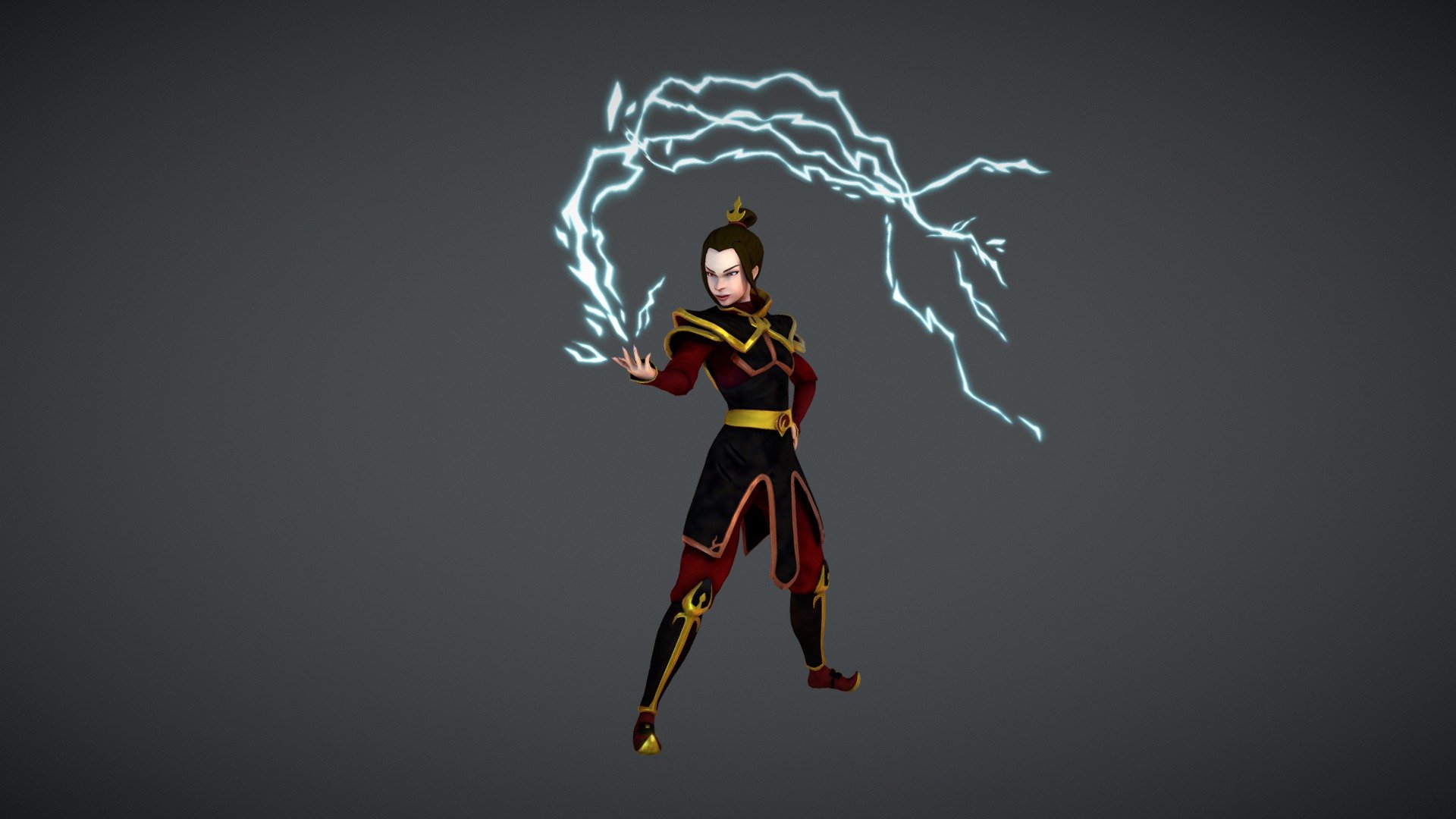 Princess Azula from Avatar: The last Airbender character model.

A personal project to further develop my learning at University and just aquire more knowledge with industry software. I started  in Zbrush, retopologised in Maya, posed in Zbrush, baked and textured in Substance Painter. I am pretty happy with the outcome being my first character retopology and although there is a lot of stuff I would do different if I was to make it again, I believe it is better to take all the new lessons learnt onto my next project. 

A lot more renders of this over at my Artstation, grizzlewood.Artstation.com - Princess Azula - 3D model by Grizzlewood 3d model