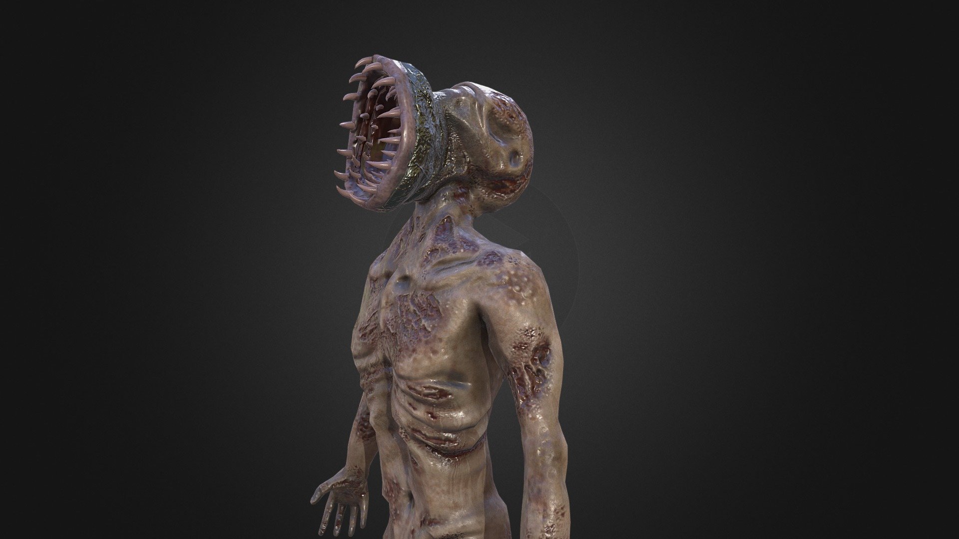 A monster being used for a game my team at Panic Games is in the process of making - Lampray Face - 3D model by spammerd 3d model
