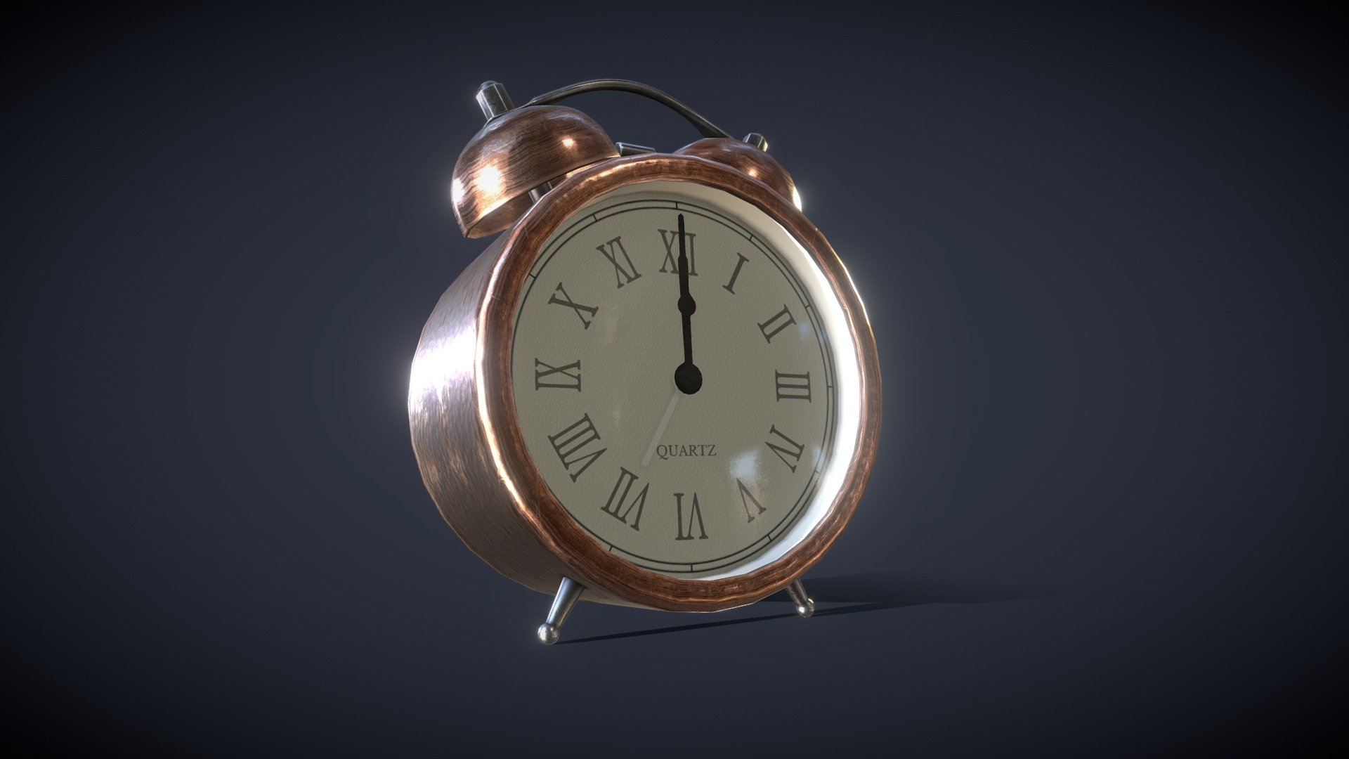 Animated Vintage Alarm Clock



All quad design.

All Textures created in Substance Painter and exported in 2K PBR formats.

Optimised mesh, all unnecessary edge loops removed.

Game ready - High poly game.

Logically named objects, materials and textures.

Modelled in Blender 2.83.

Textured in Substance Painter 2020.1.3.

Subdivision ready (As shown in renders and 3D view).

Animated Hands (at 30fps, 300 frames, 10 seconds to complete a 12 Hour cycle).

Aditional .Blend file includes a full 12 hour animation with ticking second hand.

Highly detailed textures.

modelled to real world scales,

AlarmClock - 10.8cm tall, 8cm wide, 5.18cm deep

Fully and efficiently UV unwrapped.

Textures included in .png format.

Alarmclock - 2K -




Diffuse

Roughness

Normal - (OpenGL Unity standard, Invert green channel to convert to DirectX Unreal standard)

Metallic

Alpha
 - Animated Vintage Alarm Clock - Buy Royalty Free 3D model by PBR3D 3d model