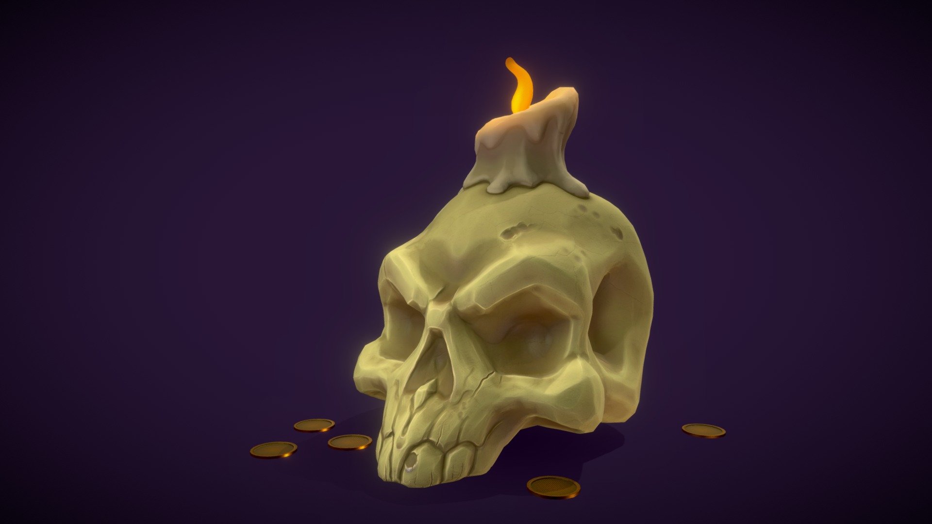 Here's is a skull I made in Zbrush and textured in Substance Painter for halloween! - Halloween Skull Candle - 3D model by nor.raheem 3d model