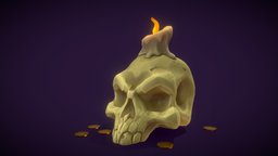Halloween Skull Candle 3d-artist, 3d-art, skull-3d, skull-3d-model, halloween-2019, substancepainter, substance, 3d, skull, halloween