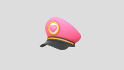 Hat034 Heart Officer Hat hat, cute, leather, heart, cap, fashion, love, pink, color, captain, uniform, costume, cosplay, admiral, headwear, character, girl, military, female, clothing