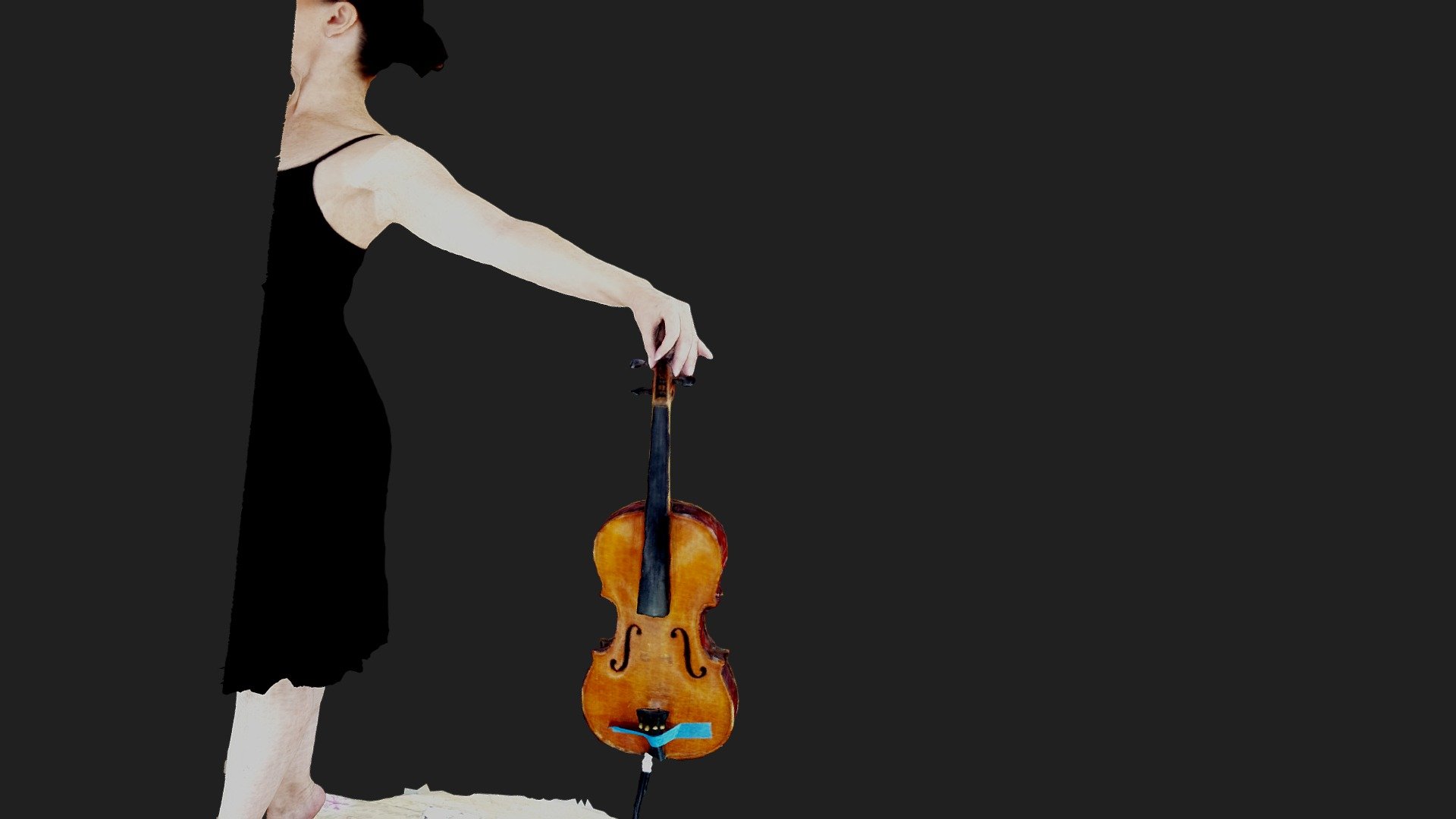 work in progress… dancer with violin pose matcap no smoothing for placement in 13 foot bronze statue by artist Michael Kelly… 3D scan by www.quickpic3d.com using model QP112 photogrammetry rig scan was taken in approx hundreth of a second as dancer was moving into pose no post processing once out of capturing reality - violin pose no smooth for 13ft bronze statue - 3D model by QuickPic3d (@argus.3d.studios) 3d model