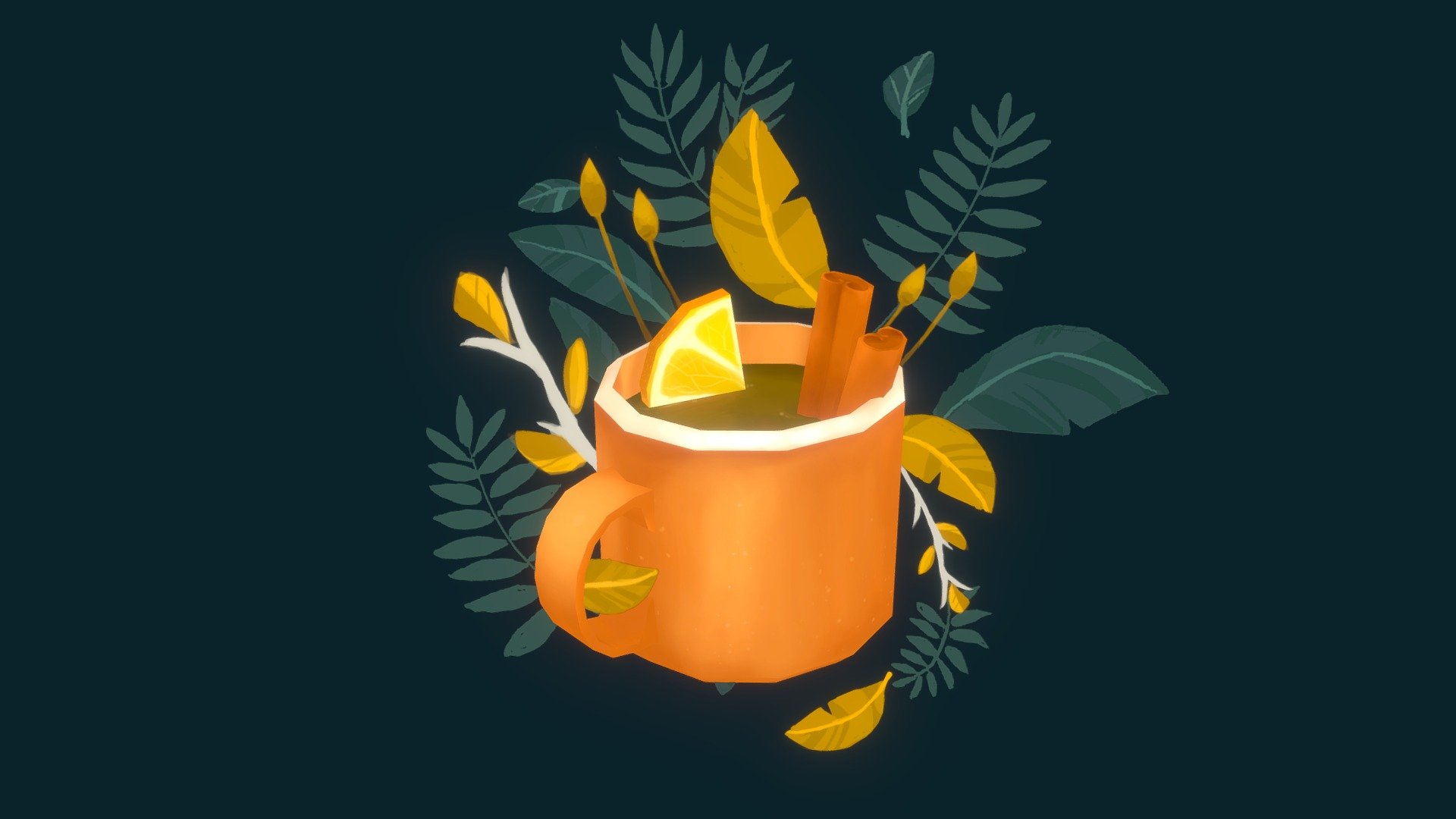 I simply fell in love with this illustration by @alittlejess and had to try my hand at making it 3D! It's currently spring here in my country, and I'm already missing cold evenings and spicy hot drinks :