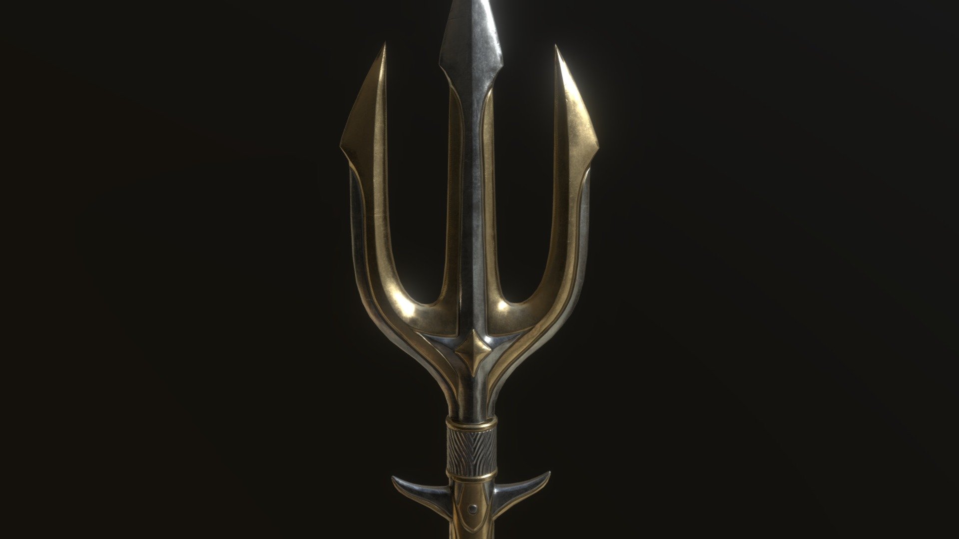 A model of a trident, a weapon for the game engine 3d model