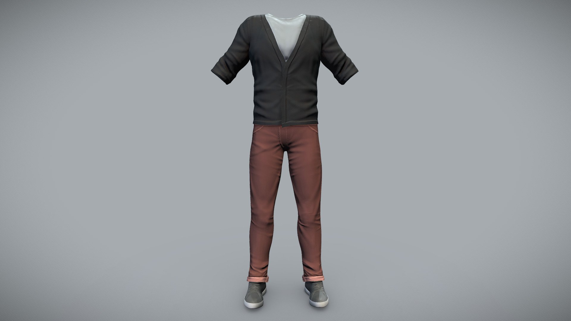 Cardigan + Pants + Shoes (Separate models)

Can be fitted to any character

Ready for games

Clean topology

Unwrapped UVs

High quality realistic textues

FBX, OBJ, gITF, USDZ (request other formats)

PBR or Classic

Please ask for any other questions

Type     user:3dia &ldquo;search term